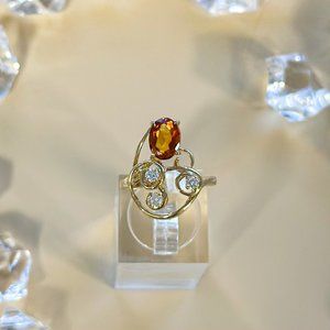 Hessonite with Diamond Ring 14K Yellow Gold